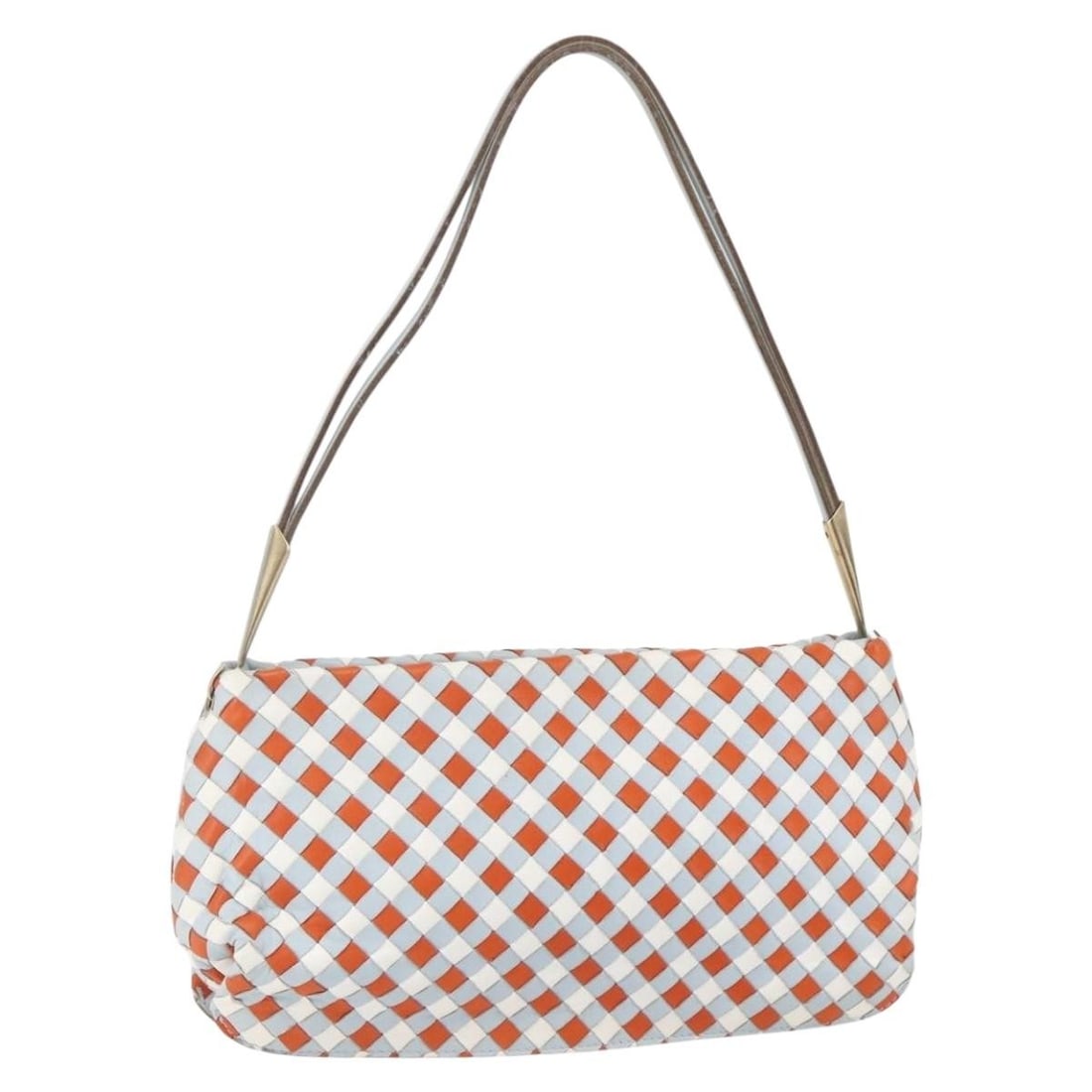 Vintage Bottega Veneta Intrecciato Leather Shoulder Bag 30cm Multicolor: Vintage Bottega Veneta Intrecciato Leather Shoulder Bag 30cm Multicolor This vintage Bottega Veneta shoulder bag features the signature Intrecciato woven leather design in a multicolour finish. Crafte