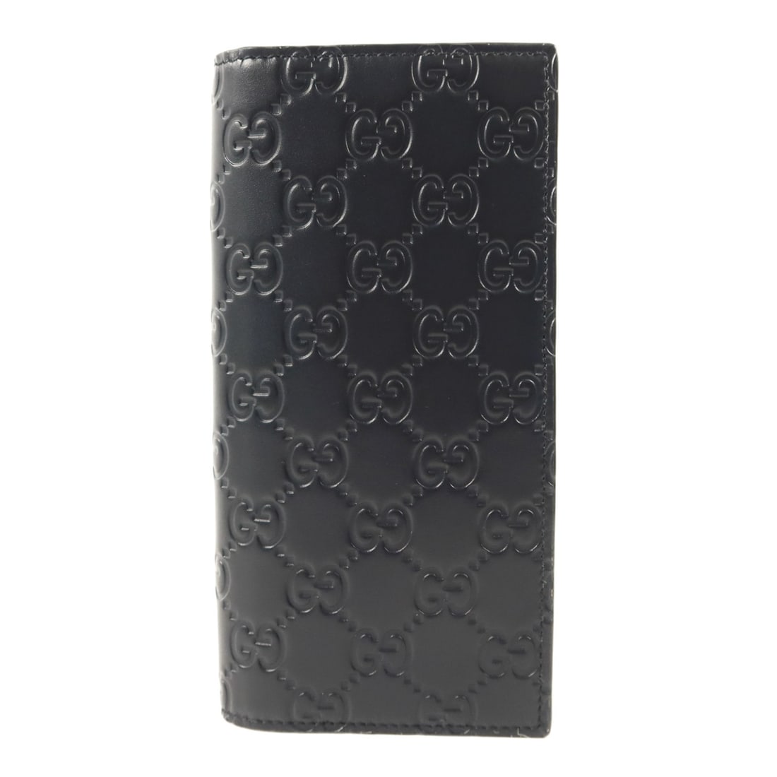 Navy Calfskin GG Bifold Wallet by Gucci Italy: Navy Calfskin GG Bifold Wallet by Gucci Italy This Gucci GG long bifold wallet is crafted from navy blue calfskin leather, offering a classic and durable accessory for men. Made in Italy, it features 
