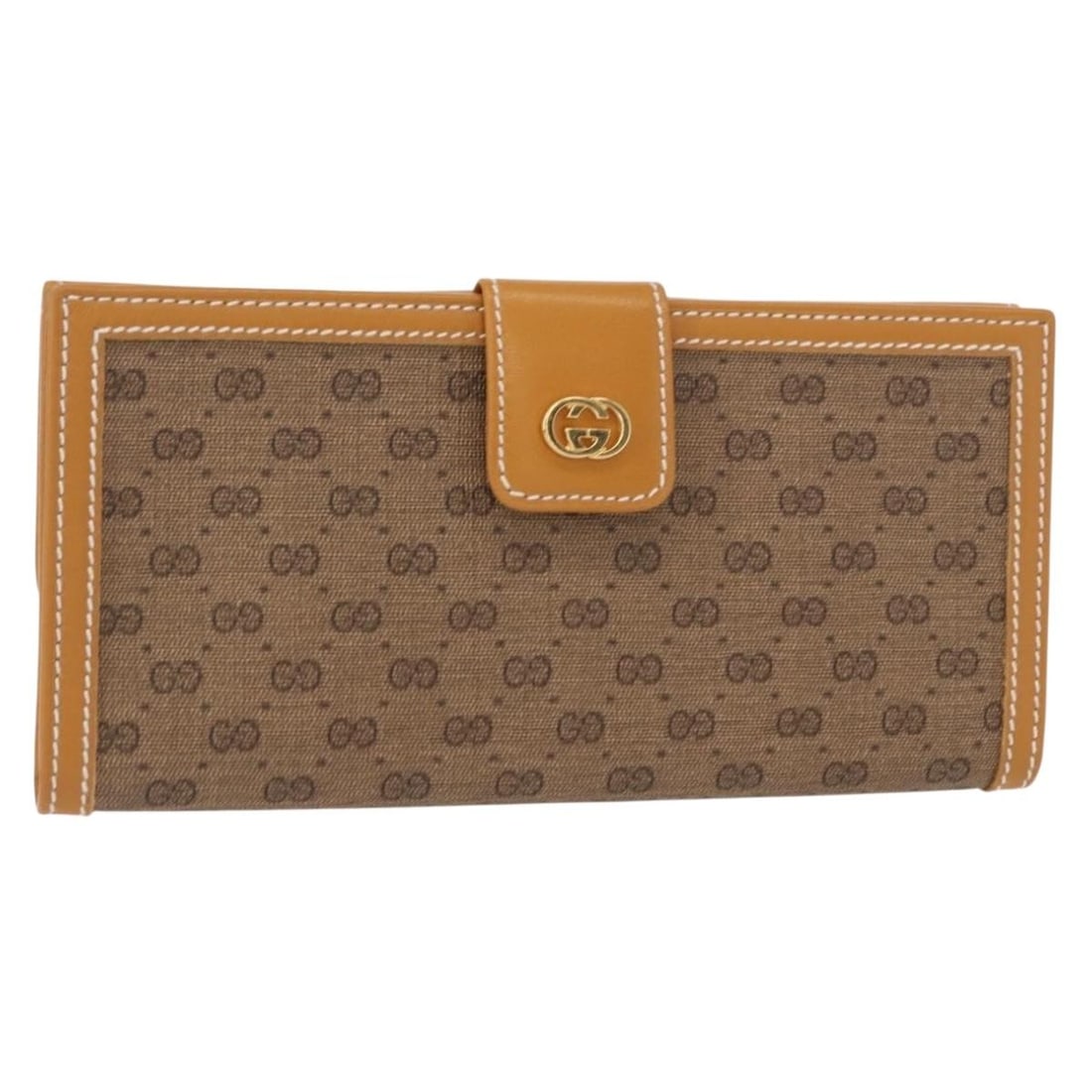 GUCCI Micro GG Supreme Long Wallet PVC Beige Gold 035 001 0758 Auth: GUCCI Micro GG Supreme Long Wallet PVC Beige Gold 035 001 0758 Auth This GUCCI Micro GG Supreme Long Wallet is a sophisticated accessory crafted from durable PVC leather, showcasing a chic beige and g