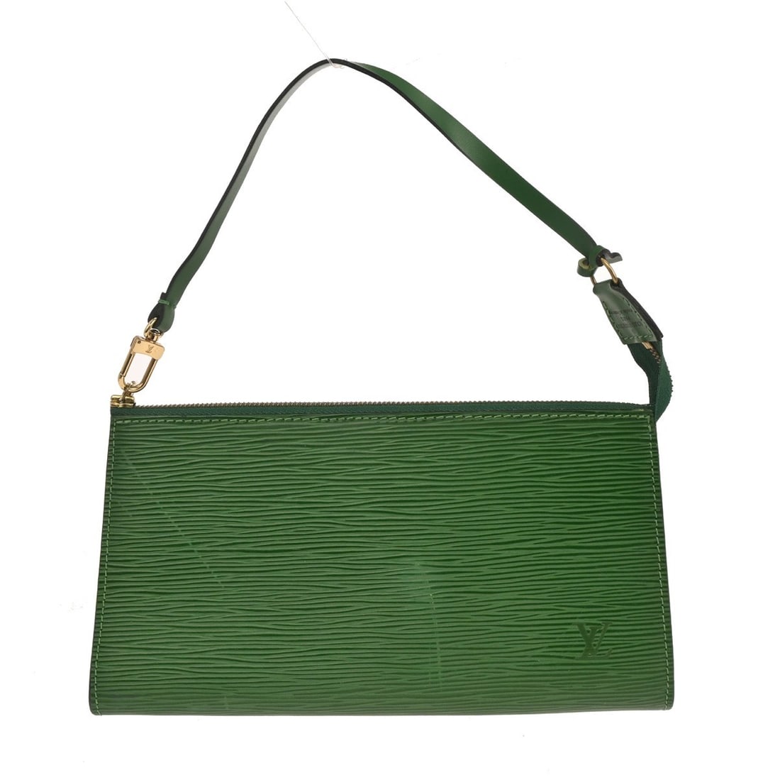 Louis Vuitton Green Epi Leather Pochette Accessoires 24 Top Handle Bag M52954: Louis Vuitton Green Epi Leather Pochette Accessoires 24 Top Handle Bag M52954 This Louis Vuitton Pochette Accessoires 24 handbag features the brand's signature Epi leather in green with logo accents. 