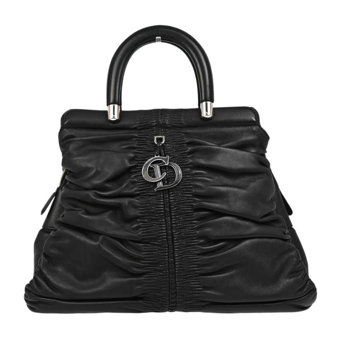 Christian Dior Black Karenina Leather Handbag 05-MA-0048 Silver Hardware: Christian Dior Black Karenina Leather Handbag 05-MA-0048 Silver Hardware The Christian Dior Black Karenina Handbag is a stylish and sophisticated accessory perfect for casual occasions. This spacious 