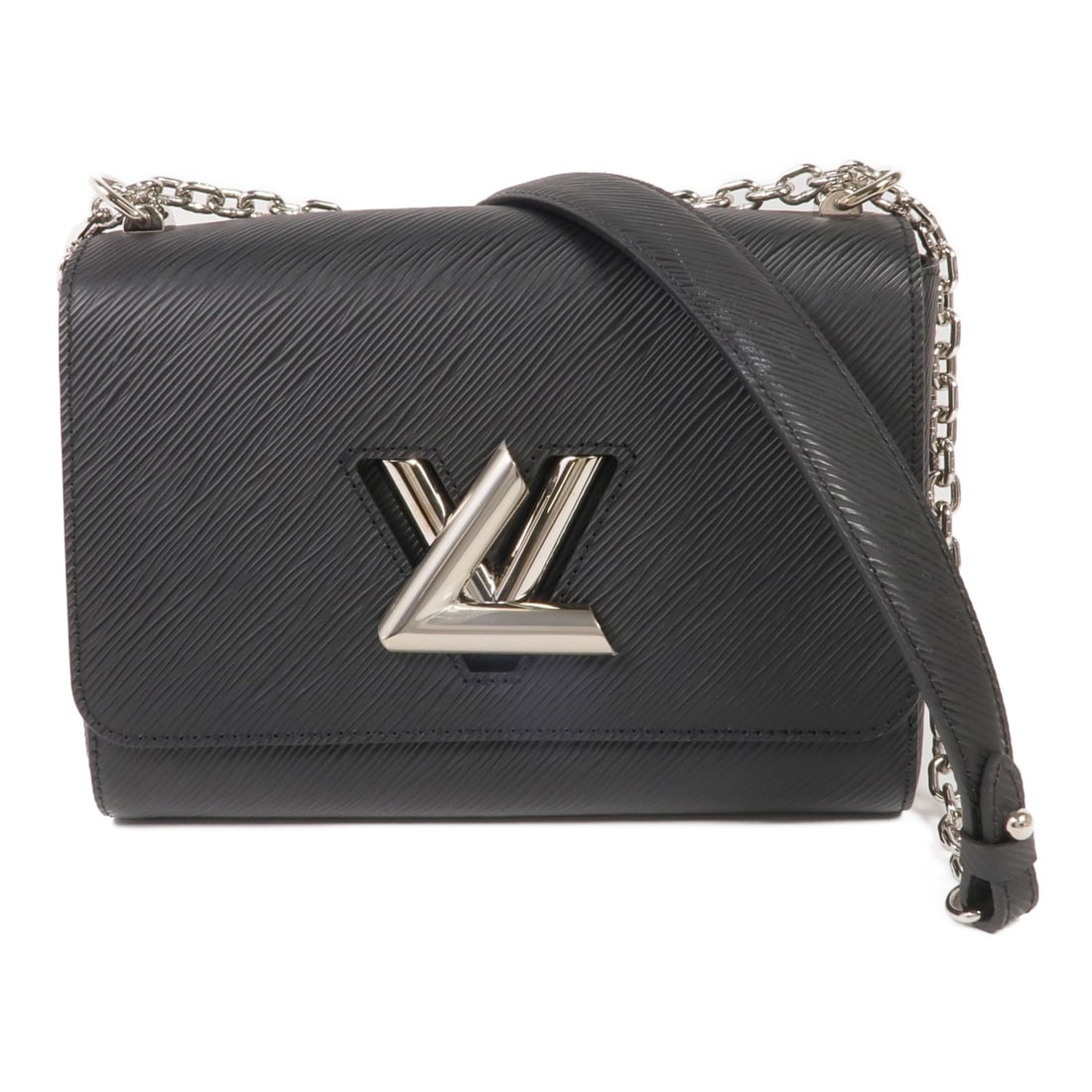 Louis Vuitton Twist MM Shoulder Bag Black Epi Calfskin: Louis Vuitton Twist MM Shoulder Bag Black Epi Calfskin The LOUIS VUITTON Twist MM Shoulder Bag is a stylish accessory crafted from high-quality calfskin (cowhide) in a classic black hue. This shoulder