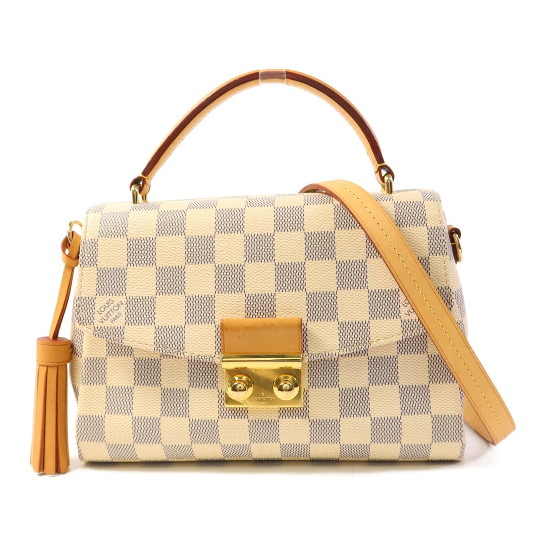 LOUIS VUITTON Croisette 2 Way Shoulder Bag N41581 Damier Azur White: LOUIS VUITTON Croisette 2 Way Shoulder Bag N41581 Damier Azur White This Louis Vuitton Croisette 2 Way Shoulder Bag is a stylish accessory crafted from durable PVC coated canvas in a pristine white co