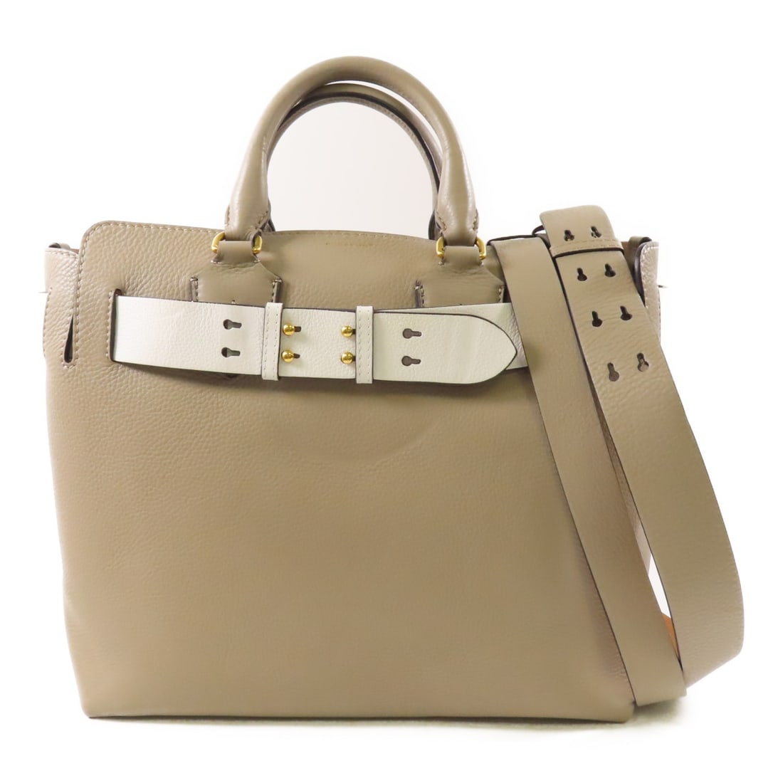 Burberry Gray Calfskin 2 Way Shoulder Bag GHW: Burberry Gray Calfskin 2 Way Shoulder Bag GHW This Burberry 2-way shoulder bag is crafted from high-quality gray calfskin leather, offering both elegance and versatility. Designed for women, it featur