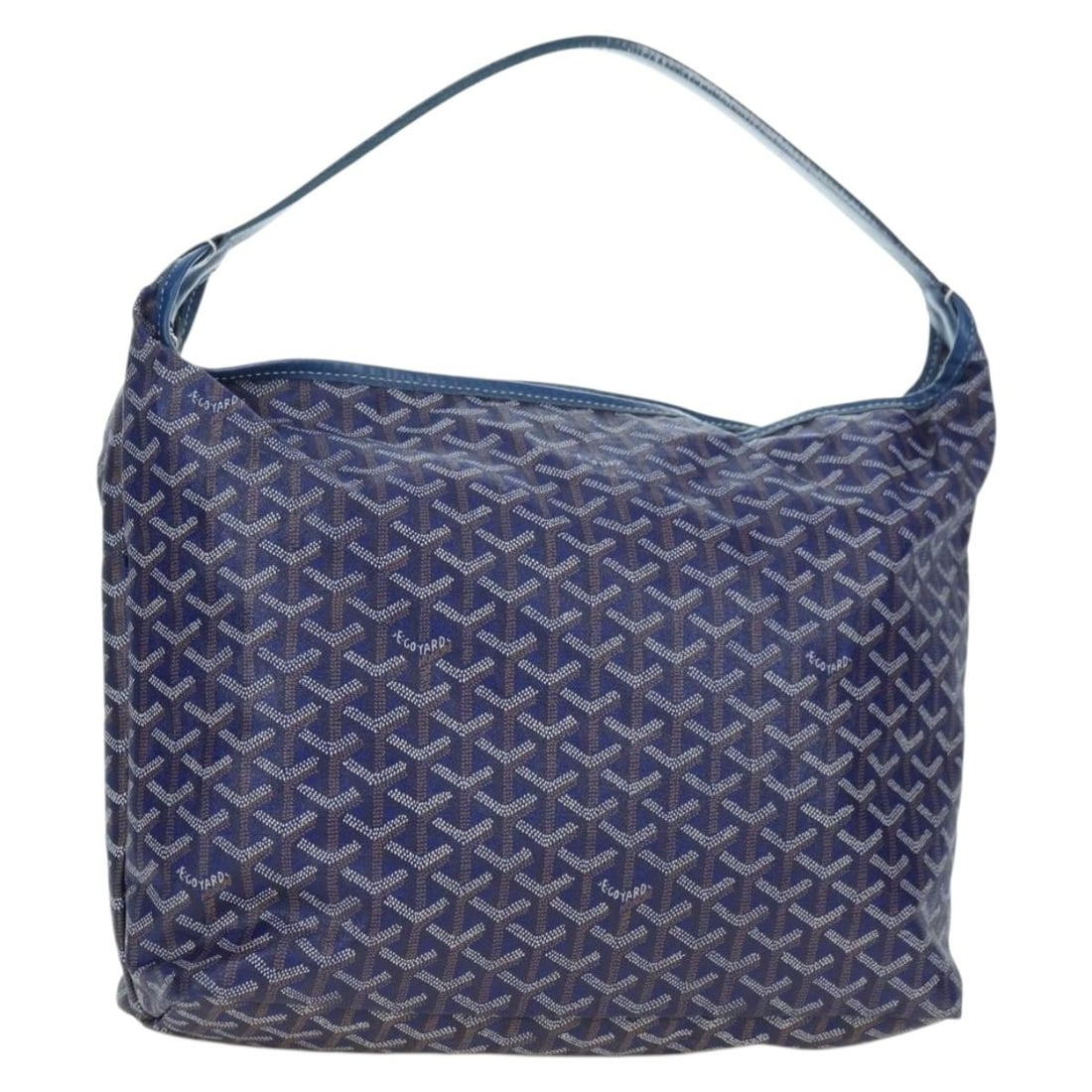 Goyard Blue PVC Leather Figge Shoulder Bag with Dust Bag: Goyard Blue PVC Leather Figge Shoulder Bag with Dust Bag This Goyard Figge shoulder bag features the brand's iconic herringbone pattern in blue PVC leather. Designed for women, the bag offers a struct