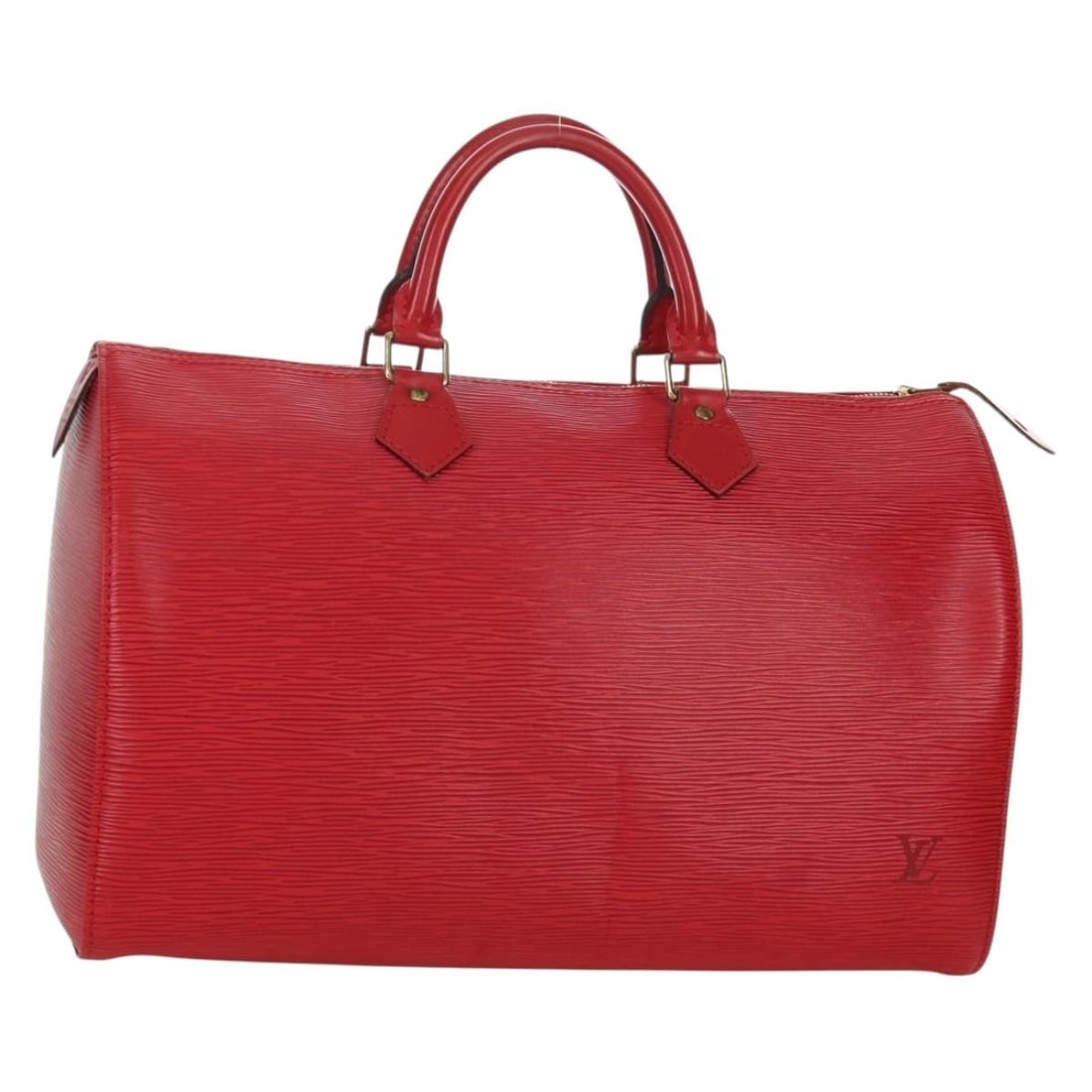 Louis Vuitton Speedy 35 Epi Leather Handbag Castilian Red M42997 with Dust Bag: Louis Vuitton Speedy 35 Epi Leather Handbag Castilian Red M42997 with Dust Bag This Louis Vuitton Epi Speedy 35 handbag in Castilian Red is crafted from durable Epi leather. Designed for women, it fea