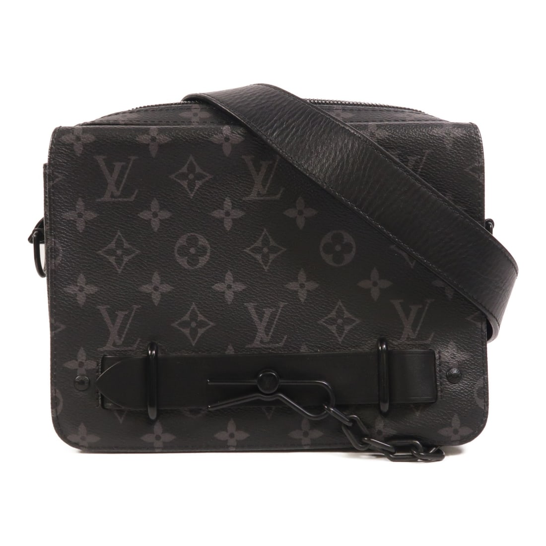 Louis Vuitton Steamer Monogram Eclipse Shoulder Bag M45585 Black: Louis Vuitton Steamer Monogram Eclipse Shoulder Bag M45585 Black This Louis Vuitton Steamer Shoulder Bag features the iconic Monogram Eclipse design in black, crafted from durable PVC coated canvas. D