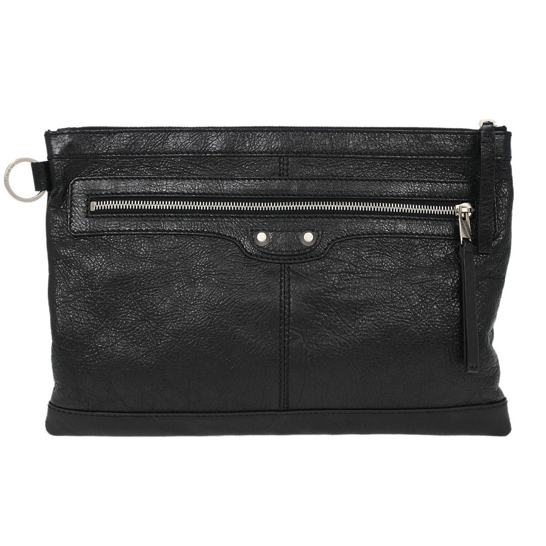 Balenciaga Black Leather M Clutch Bag 273022 1000 E 538735: Balenciaga Black Leather M Clutch Bag 273022 1000 E 538735 This Balenciaga Black Leather Clip M Clutch Bag combines chic style with practical features, making it perfect for casual outings. Crafted in