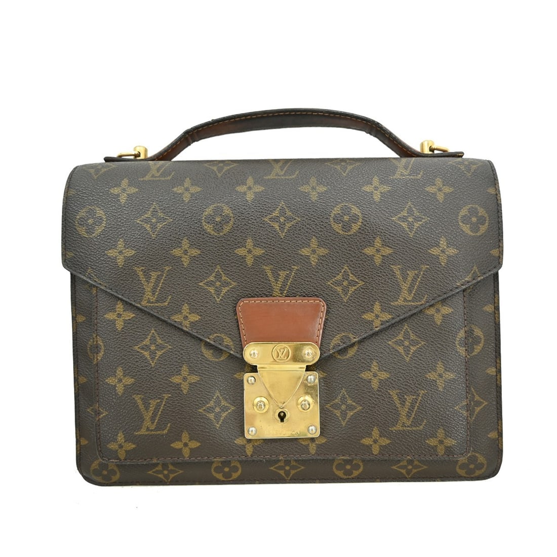 Louis Vuitton Monceau 28 Monogram Canvas M51185 Medium Business Handbag: Louis Vuitton Monceau 28 Monogram Canvas M51185 Medium Business Handbag This Louis Vuitton Monogram Monceau 28 business handbag features the iconic monogram pattern on brown canvas, accented with a lo
