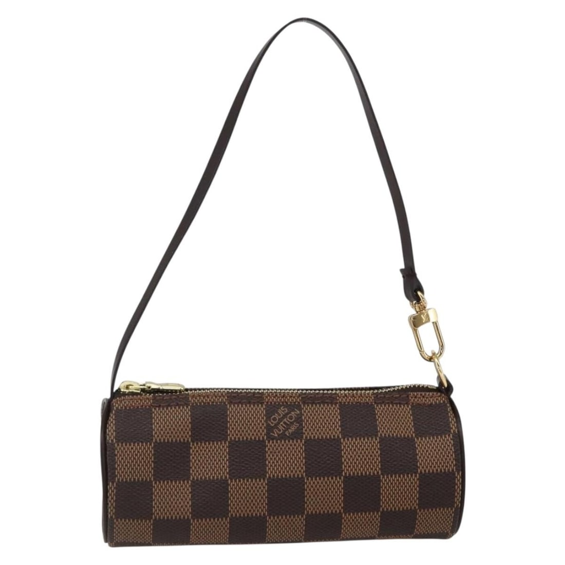 Papillon Pochette brown canvas handbag by Louis Vuitton: Papillon Pochette brown canvas handbag by Louis Vuitton The Louis Vuitton Papillon Pochette in Damier canvas is a compact and stylish accessory designed for women. It features a brown exterior with me