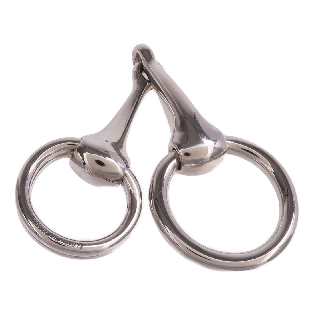 Mors Scarf Ring Palladium Plated Silver Tone by Hermes 90: Mors Scarf Ring Palladium Plated Silver Tone by Hermes 90 This Hermes Mors scarf ring features a sleek silver-tone finish and is crafted with palladium-plated metal. Designed for women, this elegant a