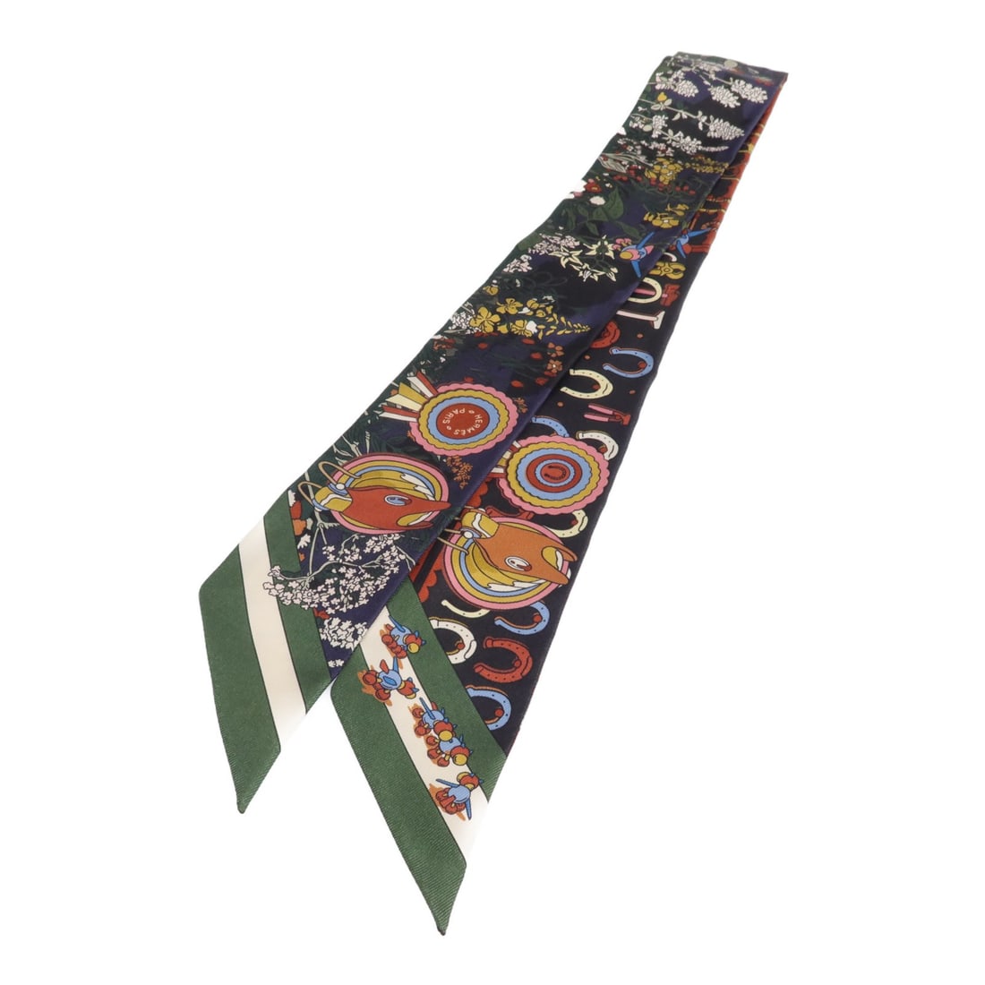 Hermes Silk Twilly Multicolor Women's Scarf from France: Hermes Silk Twilly Multicolor Women's Scarf from France This Hermes Twilly scarf is crafted from luxurious silk and features a vibrant multicolor design. Made in France, it is designed for women and o