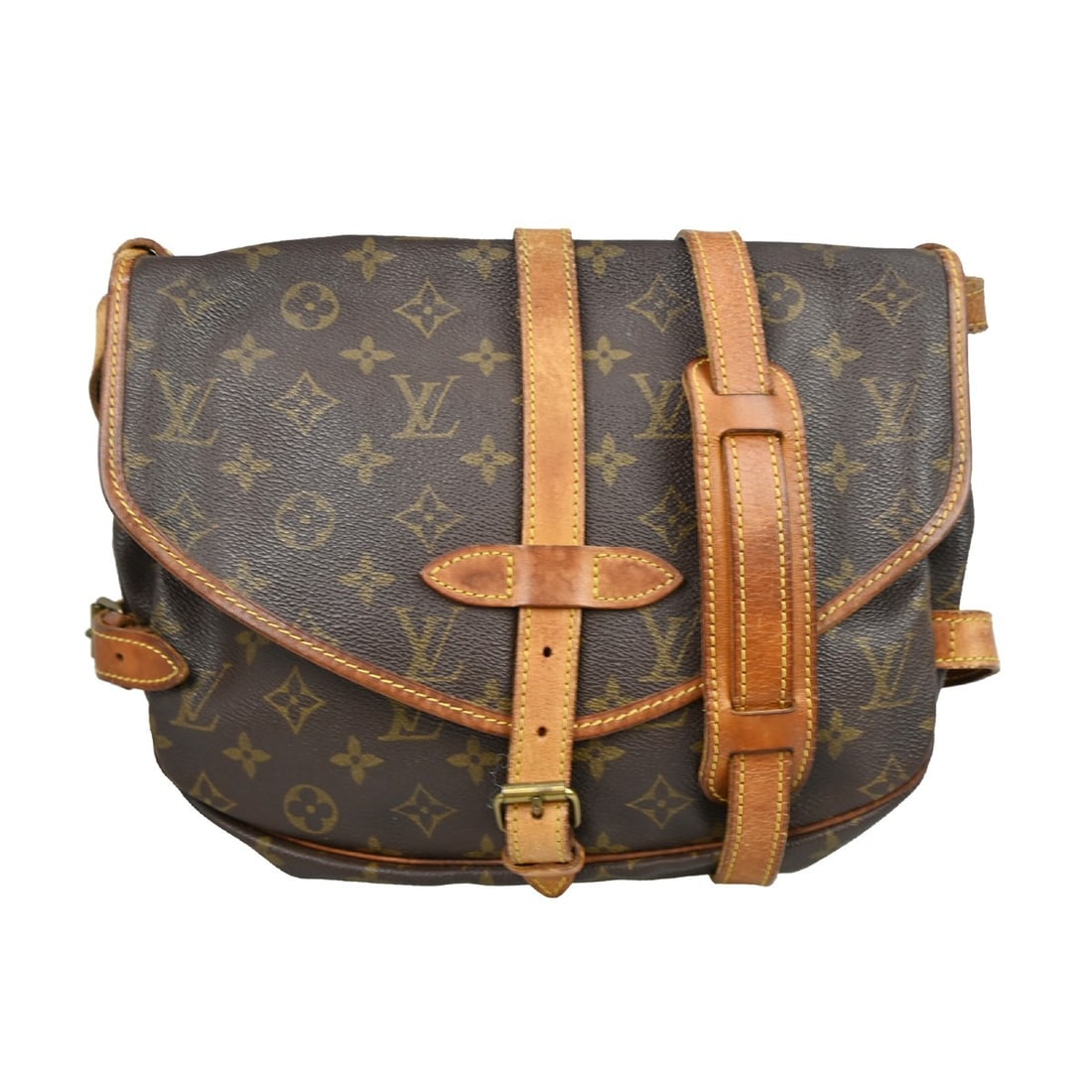 Louis Vuitton Saumur 30 Monogram Canvas Shoulder Messenger Bag Brown Medium: Louis Vuitton Saumur 30 Monogram Canvas Shoulder Messenger Bag Brown Medium This Louis Vuitton Saumur 30 messenger bag features the signature monogram canvas with leather trim. Designed in a medium si