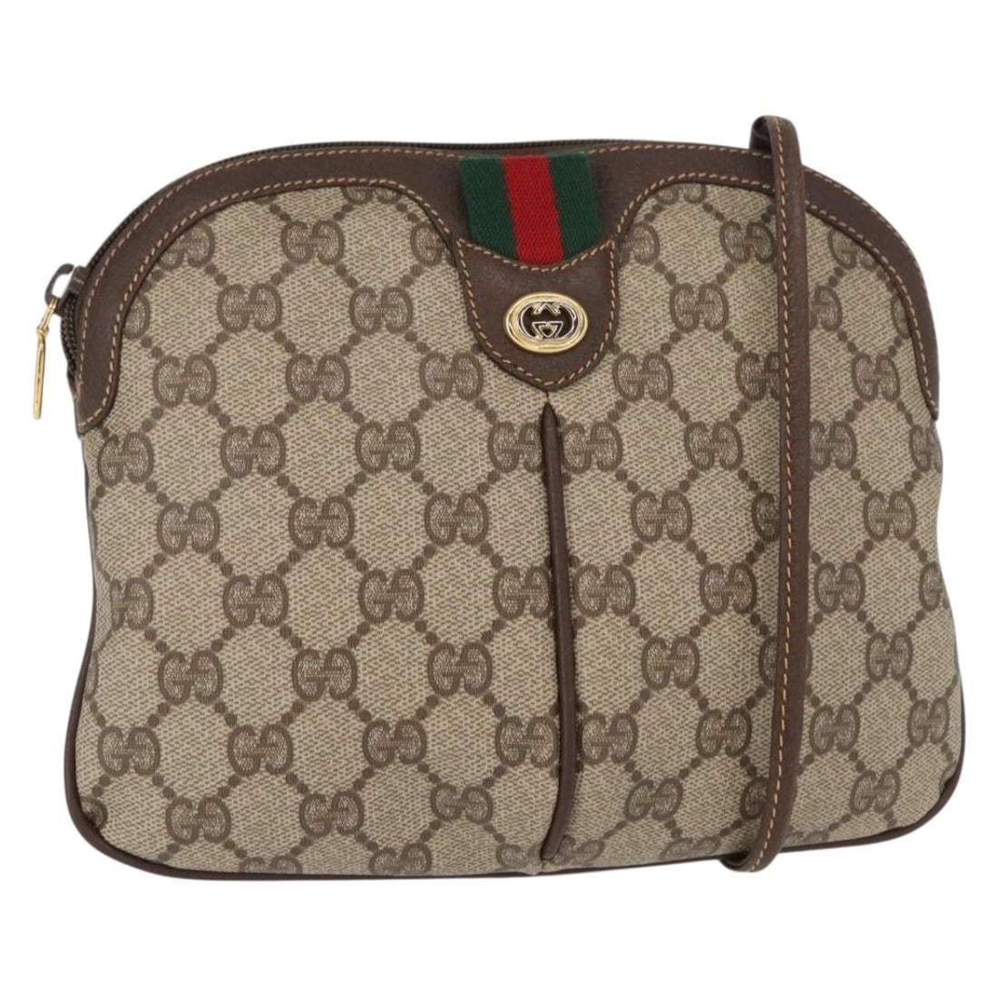 GUCCI GG Supreme Sherry Line Shoulder Bag PVC Beige Gold Auth 904 02 047: GUCCI GG Supreme Sherry Line Shoulder Bag PVC Beige Gold Auth 904 02 047 Elevate your accessory game with this authentic GUCCI GG Supreme Sherry Line Shoulder Bag, crafted in Italy from durable PVC le