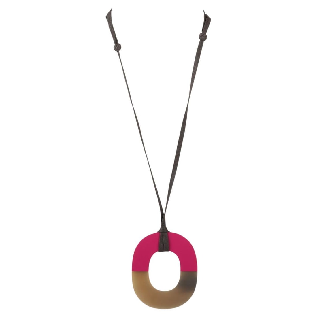 Hermes Fuchsia Enamel Horn Pendant Necklace 2020 France: Hermes Fuchsia Enamel Horn Pendant Necklace 2020 France This exquisite Hermes fuchsia and horn pendant necklace features a vibrant enamel design. The pendant itself measures 3.25 x 2.75 inches, suspen