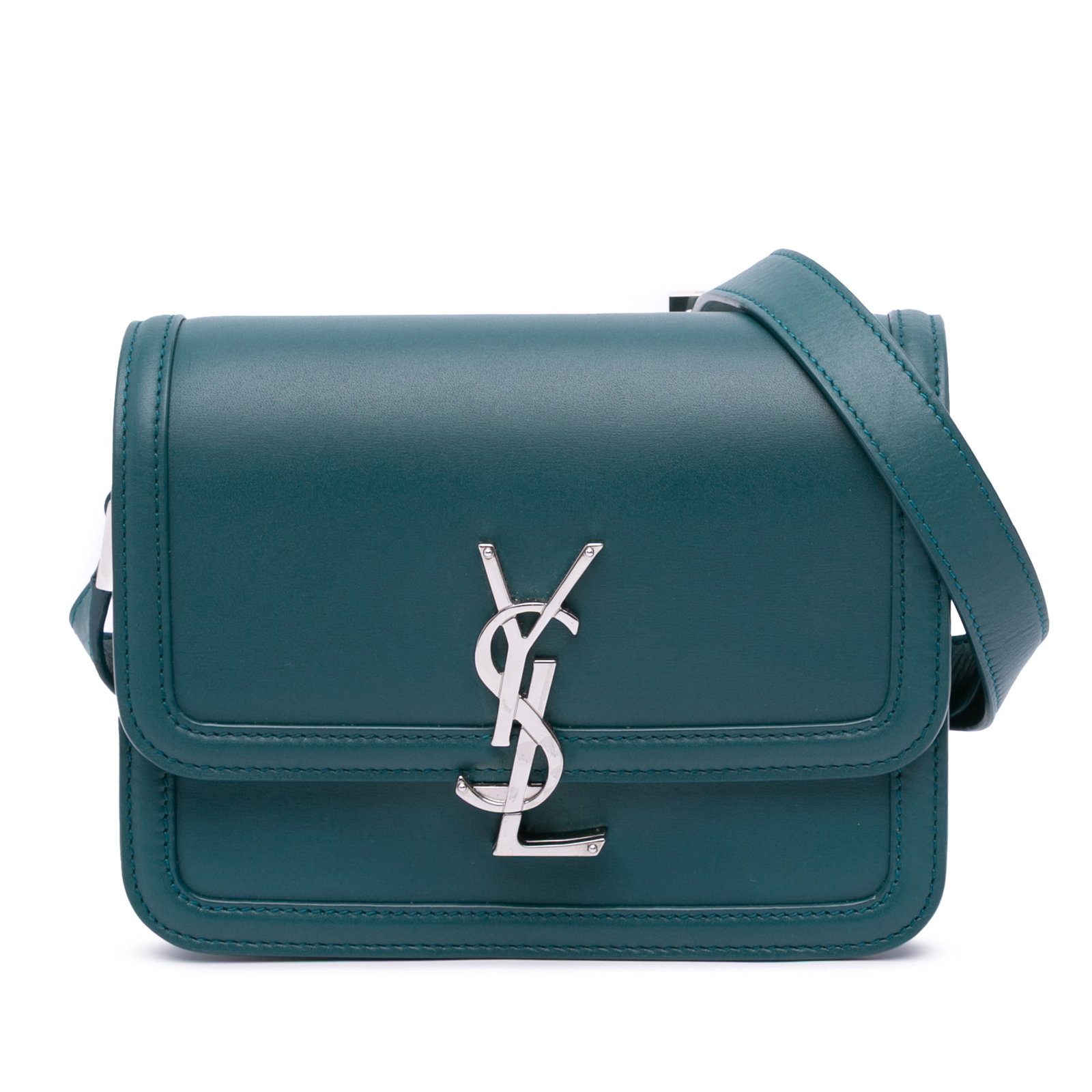 Saint Laurent Blue Leather Small Solferino Satchel Bag Italy: Saint Laurent Blue Leather Small Solferino Satchel Bag Italy The Saint Laurent Small Leather Solferino Satchel is a stylish and functional bag crafted from high-quality leather. It features an adjusta