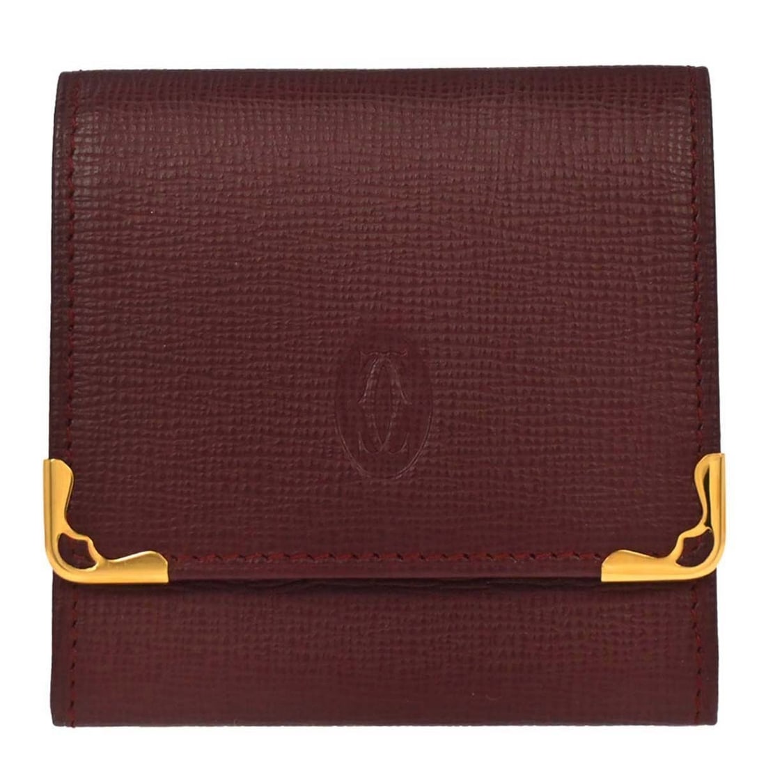 Bordeaux Leather Coin Purse Wallet for Women by Cartier: Bordeaux Leather Coin Purse Wallet for Women by Cartier This vintage Cartier Must de Cartier coin purse wallet is crafted from red leather and designed for women. It features a classic wallet style an