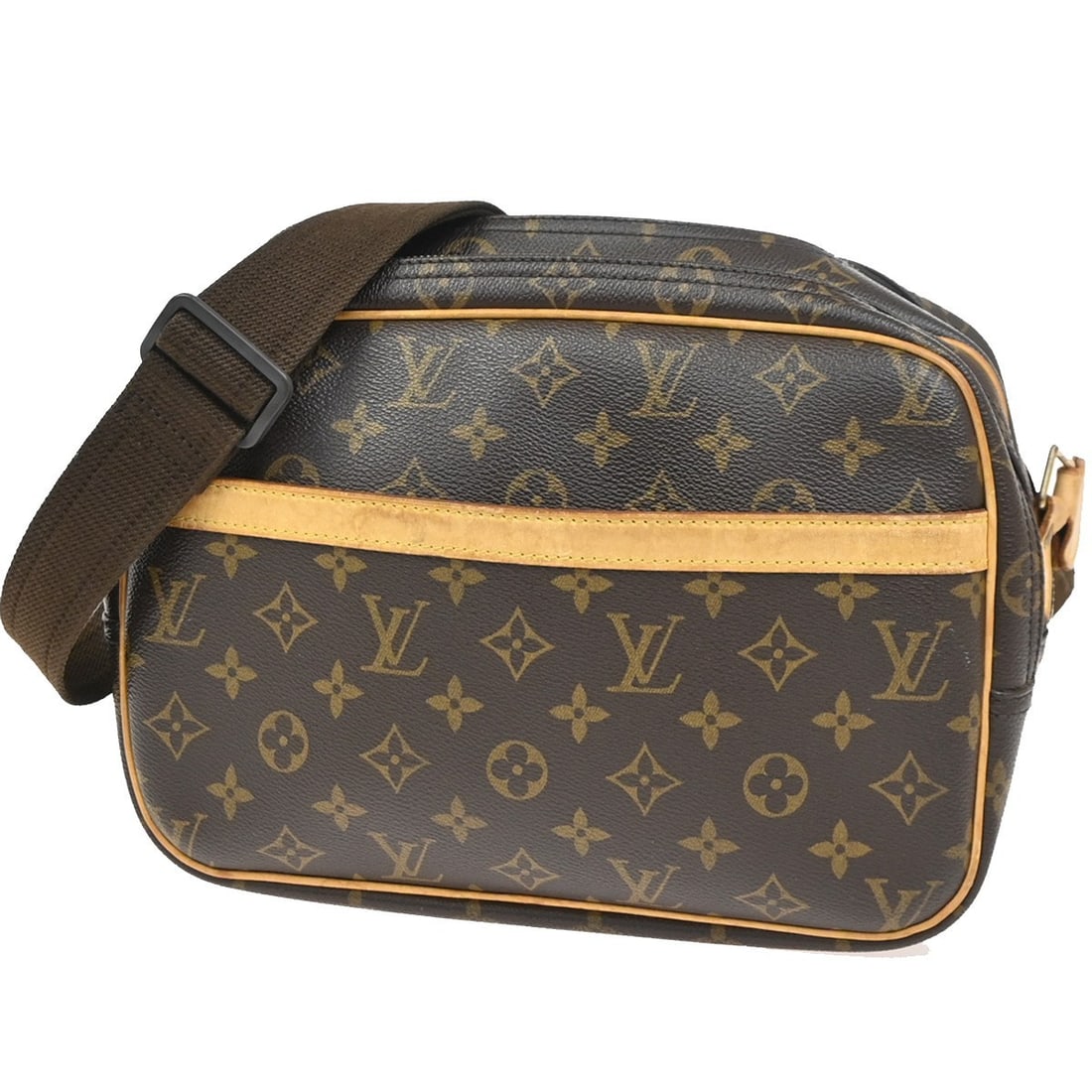 Louis Vuitton Monogram Canvas Reporter Shoulder Bag Brown France: Louis Vuitton Monogram Canvas Reporter Shoulder Bag Brown France This Louis Vuitton Reporter Bag features the classic monogram canvas in brown. Designed for unisex use, it offers a spacious interior a
