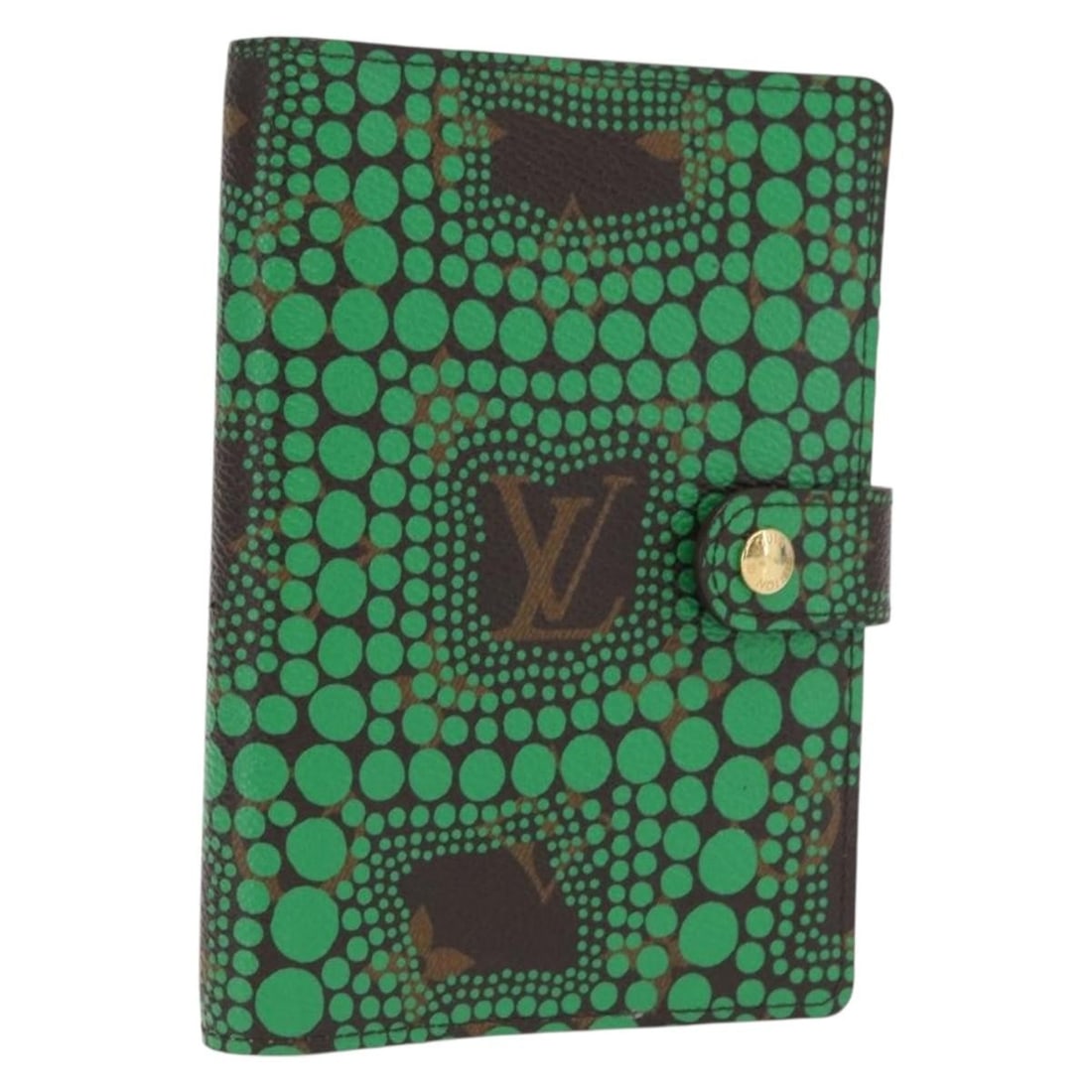 Louis Vuitton Monogram Canvas Day Planner Cover Green R21133 with Box: Louis Vuitton Monogram Canvas Day Planner Cover Green R21133 with Box This Louis Vuitton Yayoi Kusama Agenda PM Day Planner Cover is crafted from monogram canvas in a green and monogram color scheme. 