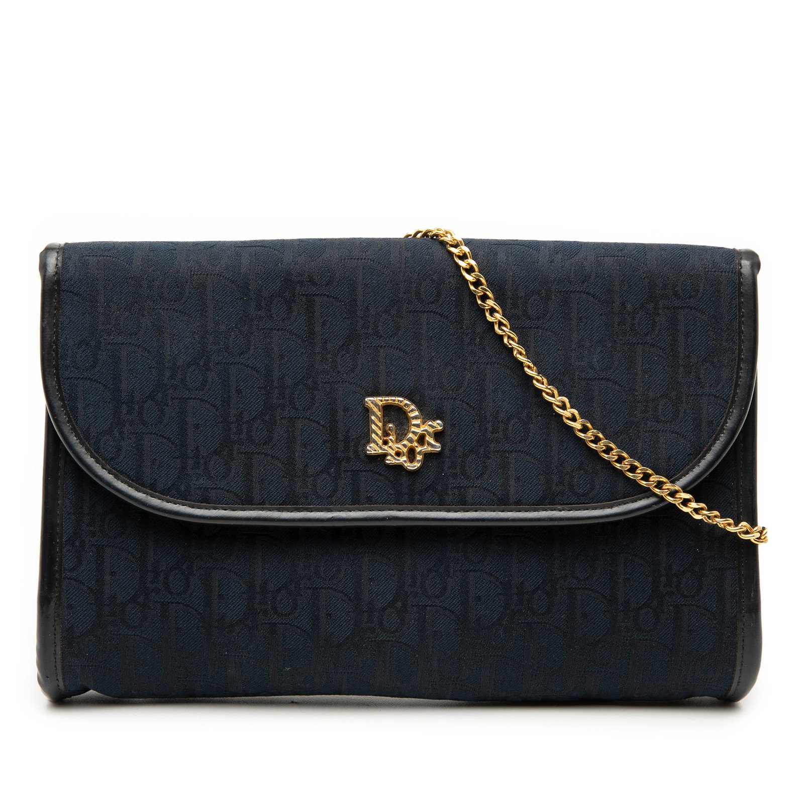 Dior Diorissimo Trotter Blue Canvas Chain Strap Crossbody Bag: Dior Diorissimo Trotter Blue Canvas Chain Strap Crossbody Bag This Diorissimo Trotter Canvas Chain Crossbody bag features a blue canvas body with leather trim, a chain link strap, and a flap with magn