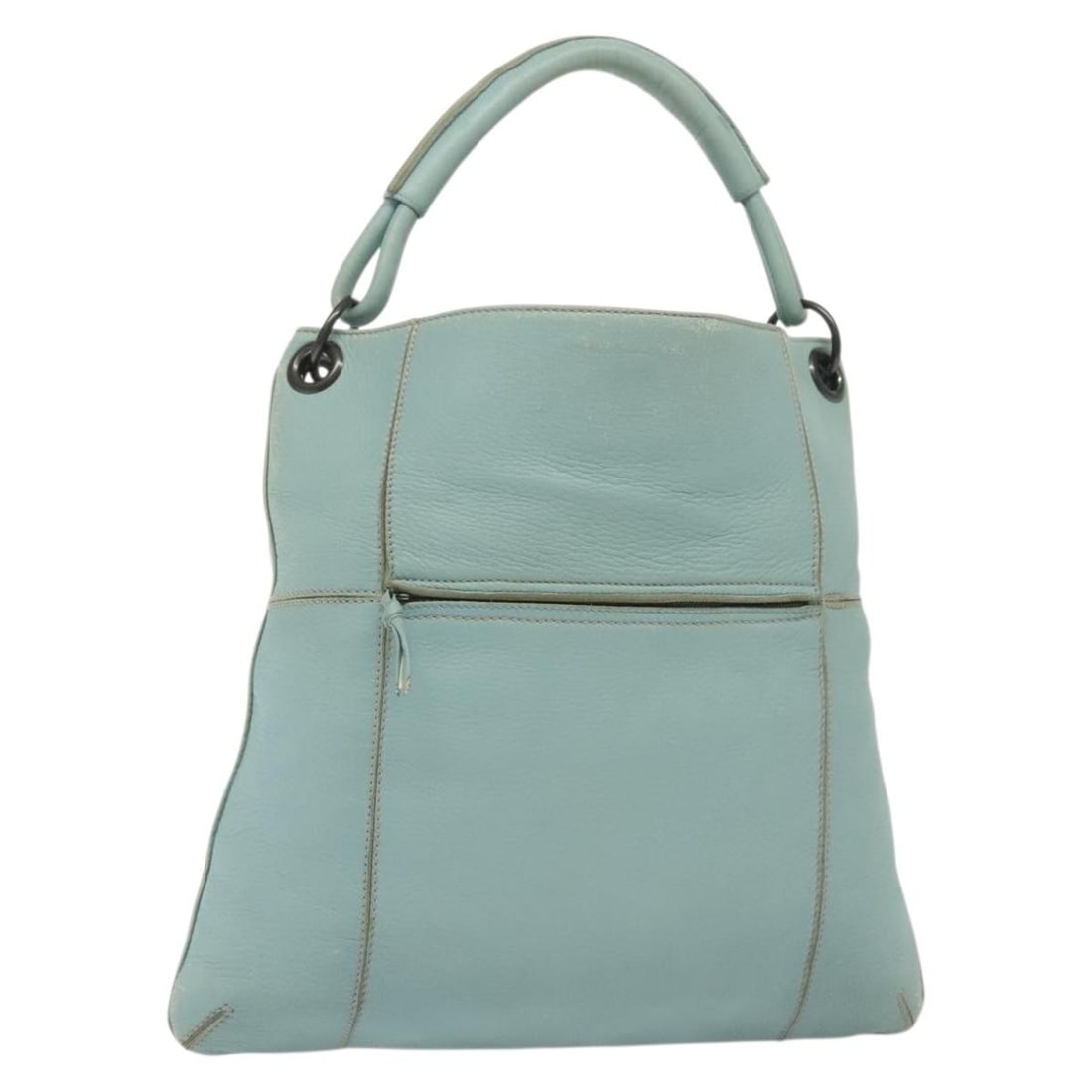 Blue Leather Hobo Shoulder Bag by Bottega Veneta Front Zip Model: Blue Leather Hobo Shoulder Bag by Bottega Veneta Front Zip Model This pre-owned Bottega Veneta Front Zip Hobo shoulder bag is crafted from blue leather and designed for women. It features a spacious i