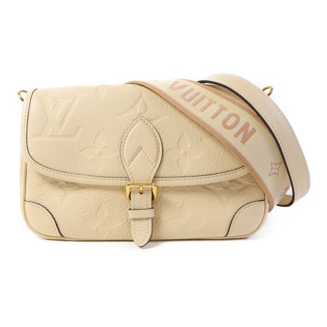 LOUIS VUITTON Diane 2 Way Shoulder Bag M46388 Monogram Empreinte Beige: LOUIS VUITTON Diane 2 Way Shoulder Bag M46388 Monogram Empreinte Beige Presenting the elegant Louis Vuitton Diane 2 Way Shoulder Bag, a versatile accessory crafted from high-quality calfskin leather. 