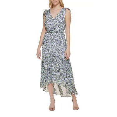 Tommy Hilfiger floral ruched high low midi dress size 6: Tommy Hilfiger floral ruched high low midi dress size 6 This Tommy Hilfiger women's midi dress features a vibrant floral print and a flattering high-low hem. Designed with a V-neckline, ruched tie sho