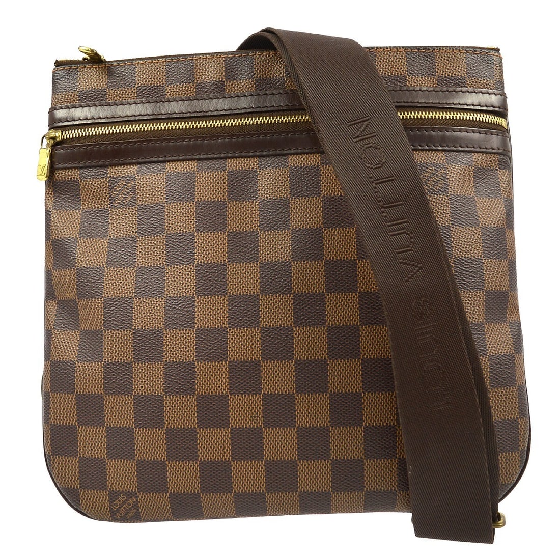 Louis Vuitton Bosphore Canvas Pochette in Brown for Women: Louis Vuitton Bosphore Canvas Pochette in Brown for Women The Louis Vuitton Bosphore Pochette is a women's accessory crafted from brown canvas. It features a compact design with dimensions of 26cm x 2