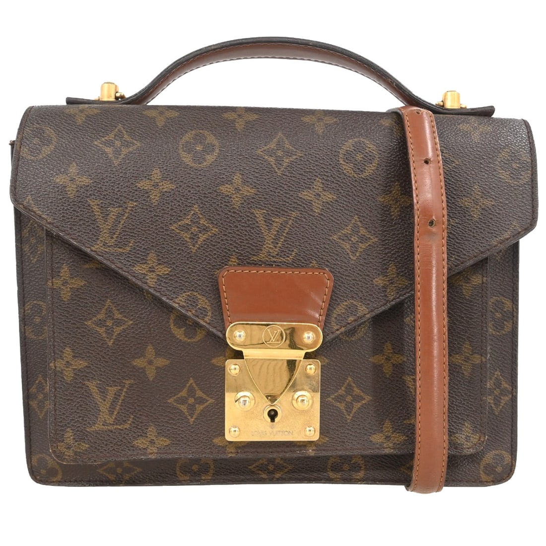 Louis Vuitton Monogram Monceau 26 Brown Canvas Medium Business Bag M51187: Louis Vuitton Monogram Monceau 26 Brown Canvas Medium Business Bag M51187 This Louis Vuitton Monogram Monceau 26 business handbag is crafted from the signature brown monogram canvas with beige double 