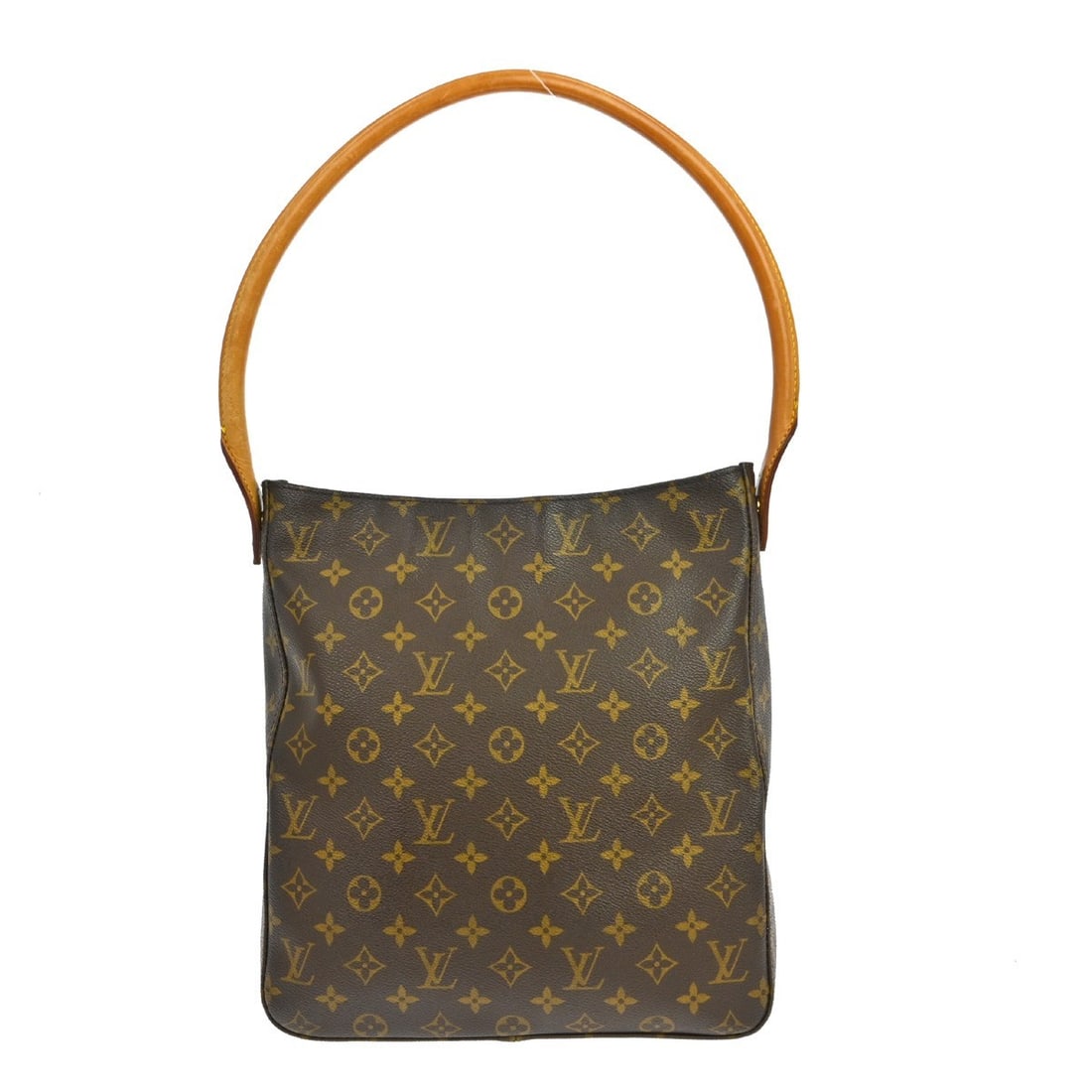 Louis Vuitton Looping GM Monogram Brown Leather Shoulder Bag M51145: Louis Vuitton Looping GM Monogram Brown Leather Shoulder Bag M51145 This Louis Vuitton Looping GM Shoulder Bag features the iconic monogram pattern on brown leather, complemented by beige leather hand