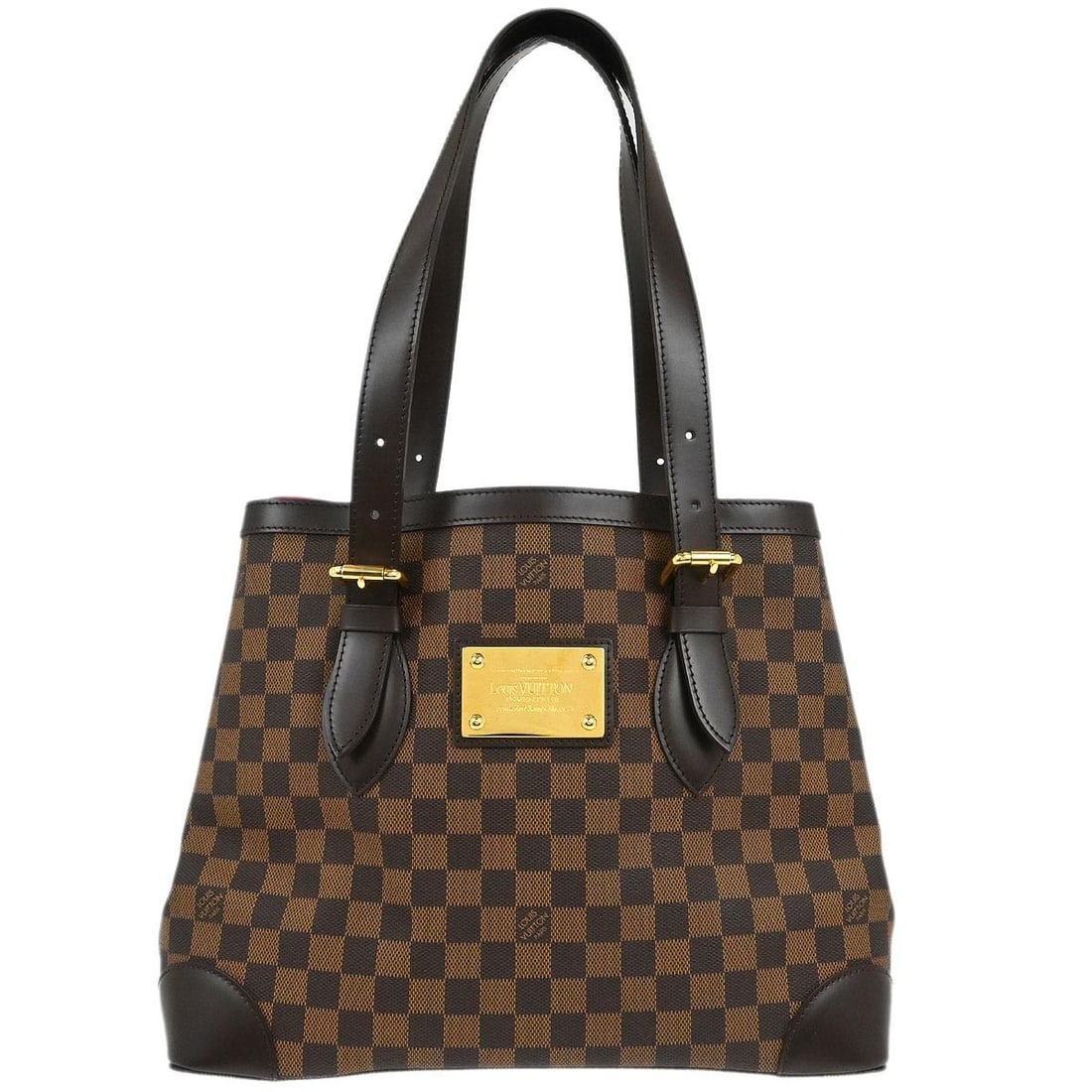 Damier Ebene Hampstead MM Medium Tote by Louis Vuitton N51204: Damier Ebene Hampstead MM Medium Tote by Louis Vuitton N51204 This Louis Vuitton Hampstead MM tote bag features the iconic Damier Ebene canvas with logo accents and Alcantara lining. The bag includes 