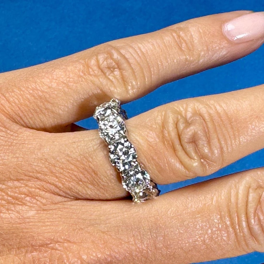 18K White Gold 11.00 Ct Diamond Eternity Band Size 6.75 - 3