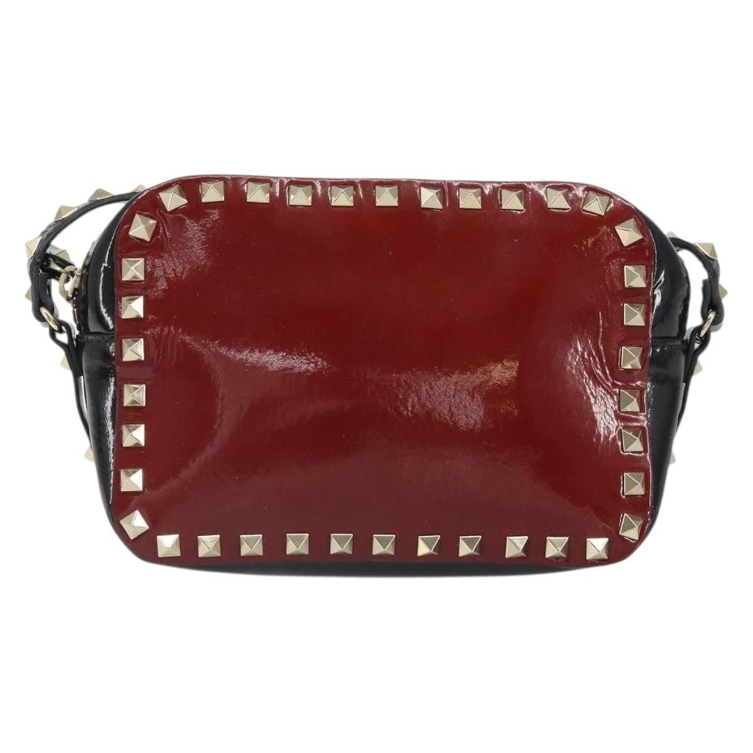 Valentino Garavani Rockstud Patent Leather Camera Crossbody Bag: Valentino Garavani Rockstud Patent Leather Camera Crossbody Bag This Valentino Garavani Rockstud Chain Camera Crossbody Bag is crafted from red patent leather and designed for women. It features a com