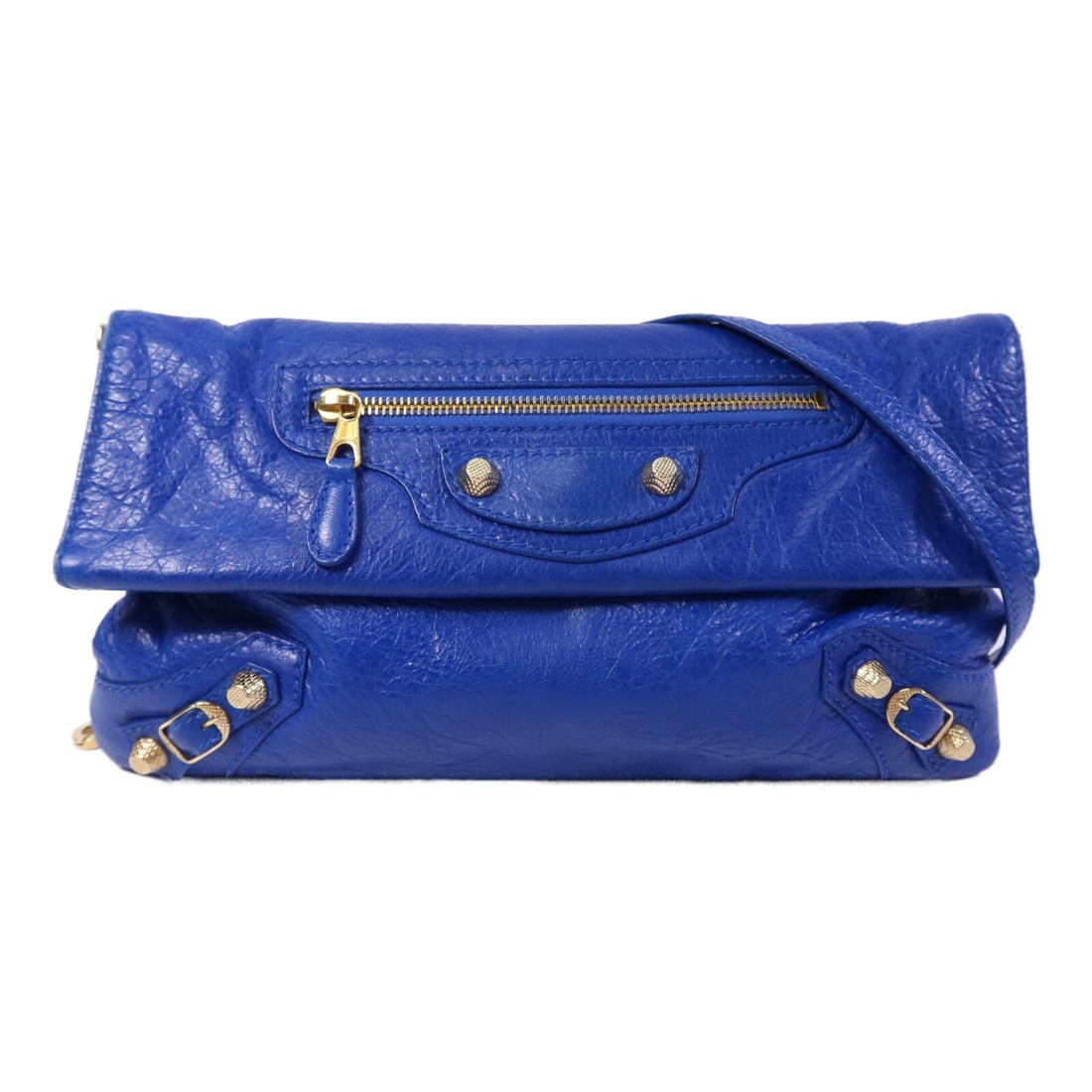 Balenciaga Giant Envelope Blue Calfskin Shoulder Bag with Strap (1 of 15)