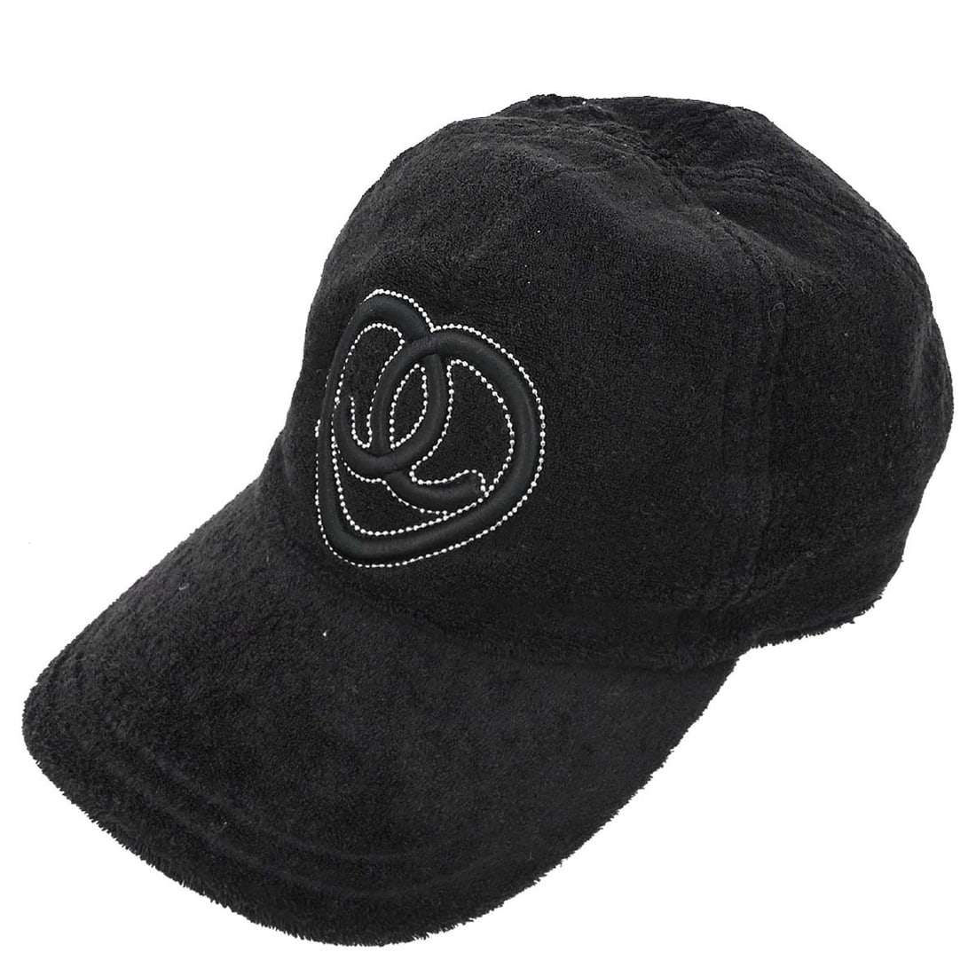 CHANEL Black Cotton Nylon M Logo Hat: CHANEL Black Cotton Nylon M Logo Hat This Chanel cap is crafted from a blend of cotton and nylon in black, featuring the iconic logo accent. Designed for women, it offers a casual style suitable for a