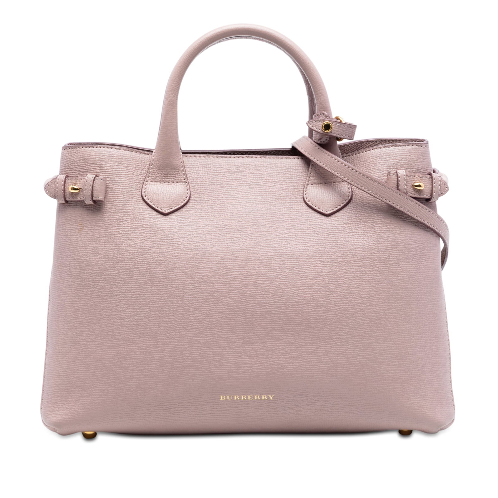 Medium Banner Satchel in Pink Leather with House Check Canvas Trim (1 of 6)