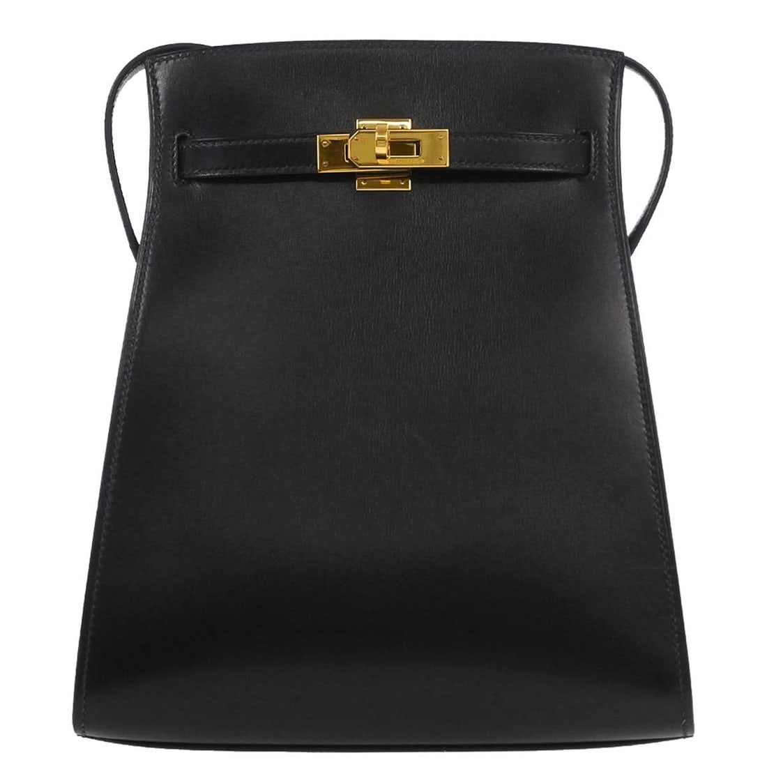 Kelly Sport PM Shoulder Bag Black Leather by Hermes with Gold Hardware: Kelly Sport PM Shoulder Bag Black Leather by Hermes with Gold Hardware This Hermes Kelly Sport PM shoulder bag is crafted from black box calf leather and features a medium size with a structured silho