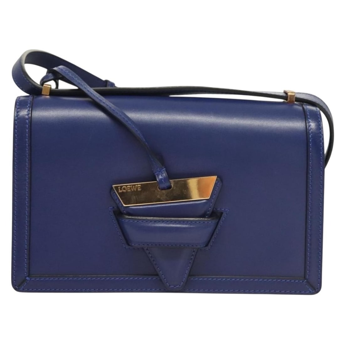 Blue Loewe Barcelona Leather Crossbody Purse for Women: Blue Loewe Barcelona Leather Crossbody Purse for Women This Loewe Barcelona Shoulder Bag is crafted from blue leather and features a structured silhouette with a shoulder strap. Designed for women, it