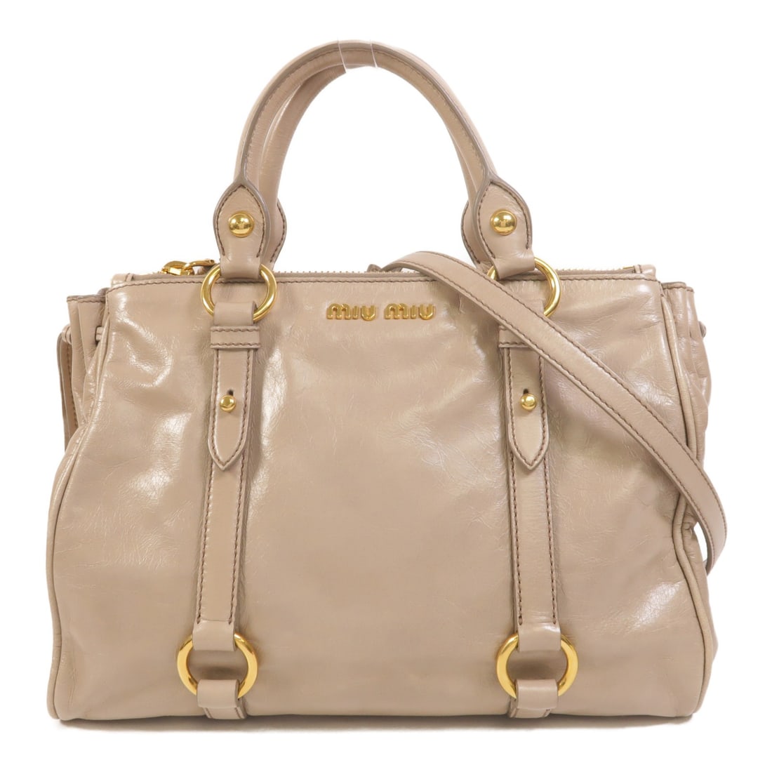 Miu Miu Gray Calfskin 2 Way Shoulder Bag GHW RN0893: Miu Miu Gray Calfskin 2 Way Shoulder Bag GHW RN0893 This Miu Miu 2-way shoulder bag is crafted from gray calfskin leather and features gold tone hardware. Designed for versatility, it can be carried a