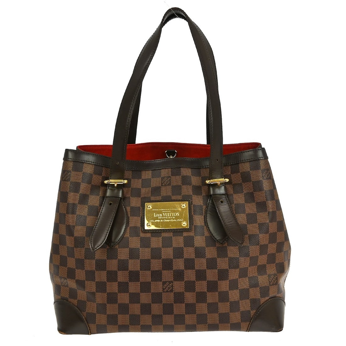 Louis Vuitton Hampstead MM Ebene Check Canvas Medium Tote Bag: Louis Vuitton Hampstead MM Ebene Check Canvas Medium Tote Bag This Louis Vuitton Hampstead MM tote bag is crafted from Damier Ebene canvas leather and features the brand's signature check pattern. The