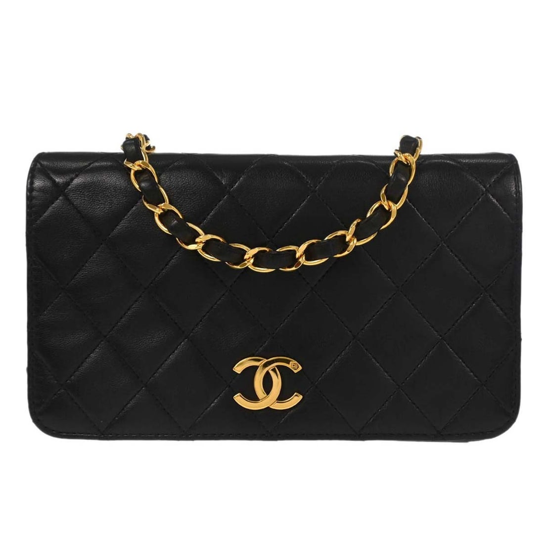 CHANEL Matelasse Black Lambskin Full Flap Crossbody Bag (1 of 18)