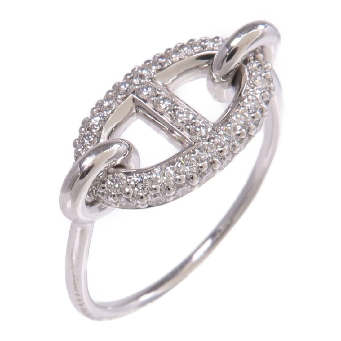 Hermes Farandole Diamond Ring 18K White Gold Size 6.25: Hermes Farandole Diamond Ring 18K White Gold Size 6.25 This HERMES Farandole ring is crafted from 18K white gold and features a diamond accent. Designed for women, it offers a refined and elegant look