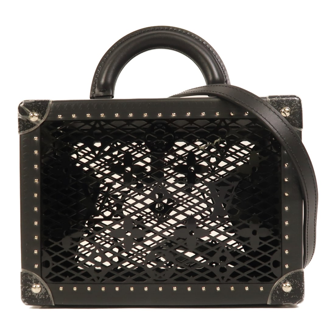 LOUIS VUITTON Petite Valise Shoulder Bag M20333 Black Calfskin Leather: LOUIS VUITTON Petite Valise Shoulder Bag M20333 Black Calfskin Leather Experience luxury with the LOUIS VUITTON Petite Valise Shoulder Bag, expertly crafted from high-quality calfskin leather and PVC.