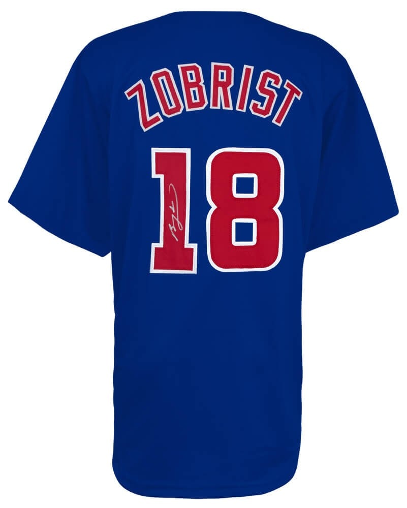 Ben Zobrist Signed Chicago Cubs Blue Jersey with COA: Ben Zobrist Signed Chicago Cubs Blue Jersey with COA Ben Zobrist Signed Chicago Cubs Blue Jersey with COA This is a pre-owned blue custom baseball jersey signed by Ben Zobrist, a notable player for th
