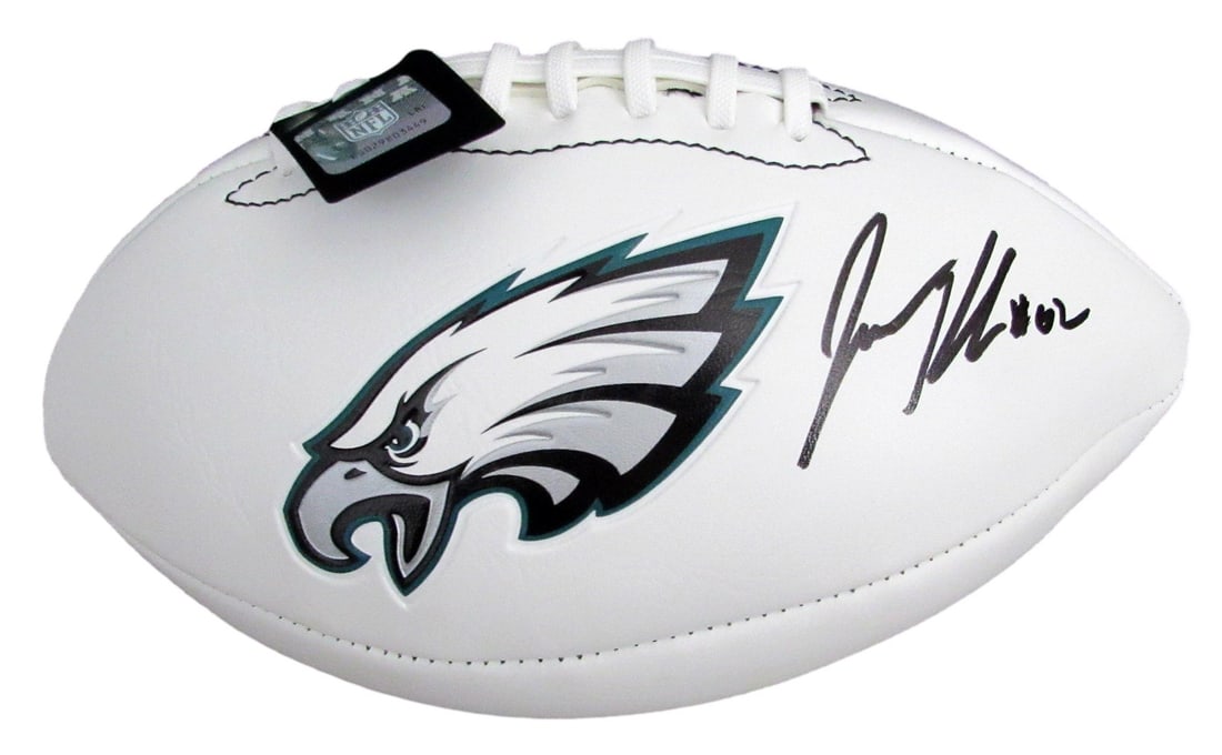 Philadelphia Eagles Logo Football Signed and Inscribed by Jason Kelce PSA/DNA Authenticated: Philadelphia Eagles Logo Football Signed and Inscribed by Jason Kelce PSA/DNA Authenticated This Philadelphia Eagles logo football is signed and inscribed "#62" by Jason Kelce. The autograph is authen