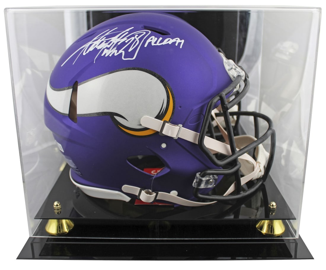 Adrian Peterson Signed Vikings Full Size Speed Proline Helmet With Display Case BAS: Adrian Peterson Signed Vikings Full Size Speed Proline Helmet With Display Case BAS This is an autographed Riddell full-size Speed Proline helmet featuring the Minnesota Vikings, personally signed by 