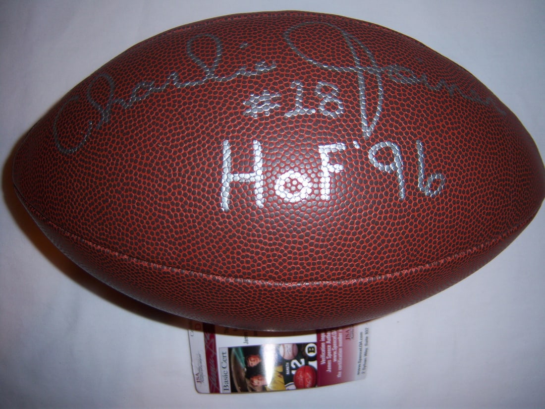 Autographed Football by Chargers Hall of Famer Charlie Joiner with JSA COA: Autographed Football by Chargers Hall of Famer Charlie Joiner with JSA COA This is an original football signed by Charlie Joiner of the Chargers. The item is a collectible autograph from the NFL, acco