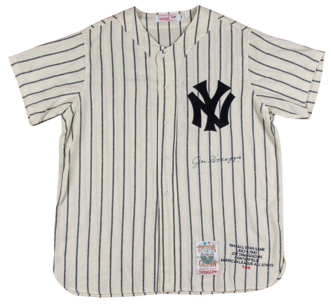 Joe DiMaggio Signed 1941 Yankees Jersey PSA MINT 9 Limited Edition 7/56: Joe DiMaggio Signed 1941 Yankees Jersey PSA MINT 9 Limited Edition 7/56 Celebrate the legacy of baseball legend Joe DiMaggio with this authentic 1941 New York Yankees jersey. This stunning Mitchell & 