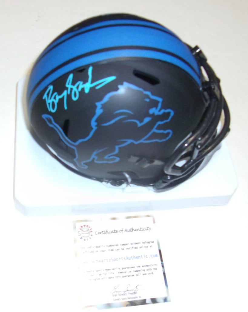 Mini Helmet Autographed by Barry Sanders Detroit Lions HOF 2004 with Schwartz COA (1 of 1)