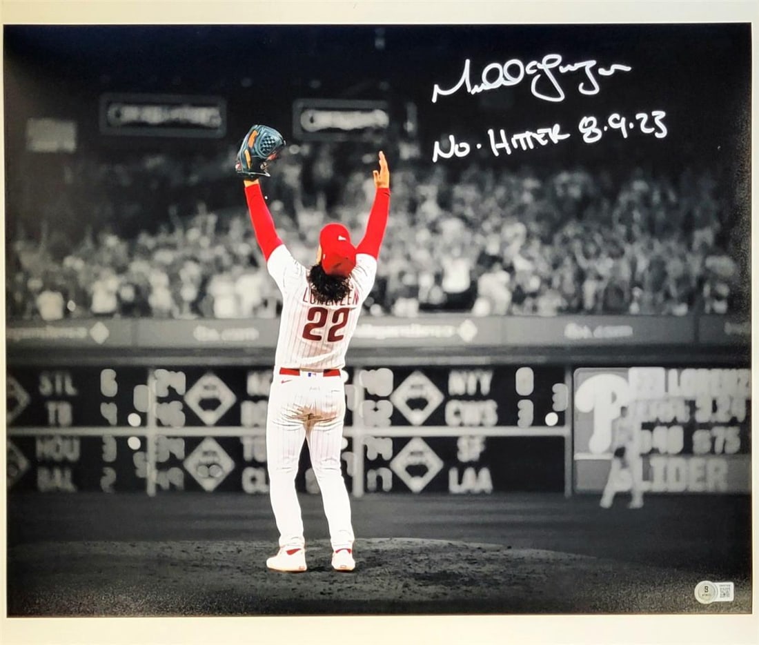 Michael Lorenzen Signed No Hitter 8-9-23 16x20 Photo Beckett Authenticated (1 of 4)